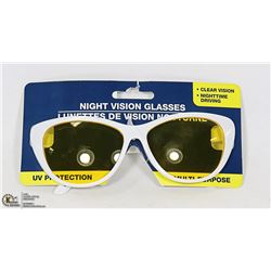WHITE FRAMED NIGHT VISION GLASSES WITH UV