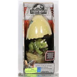 JURASSIC WORLD TRICERATOPS HATCH AND PLAY FIGURE