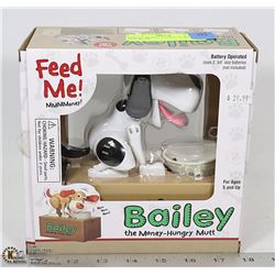 BAILEY MONEY EATING ACTION DOG BANK