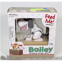 BAILEY MONEY EATING ACTION DOG BANK