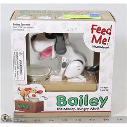 BAILEY MONEY EATING ACTION DOG BANK