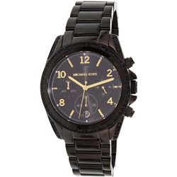 NEW MICHAEL KORS 39MM BLACK 3-CHRONO DIAL MSRP$369