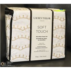 NEW LAUREN TAYLOR KING SIZE 4PC SHEET SET