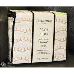 NEW LAUREN TAYLOR KING SIZE 4PC SHEET SET