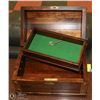 Image 1 : VINTAGE WOOD & BRASS BOX COMES WITH KEY & INSERT