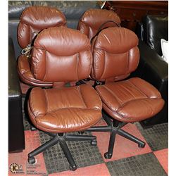 SET OF 4 BROWN LEATHERETTE HYDRAULIC OFFICE CHAIRS