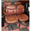 Image 1 : SET OF 4 BROWN LEATHERETTE HYDRAULIC OFFICE CHAIRS