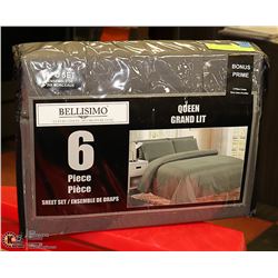NEW 6PC GREY QUEEN SIZE BELLISIMO SHEET SET
