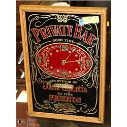 PRIVATE BAR MIRRORED CLOCK