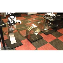 3 PIECE GLASS LIVING ROOM SET- 1COFFEE, 2 SIDE