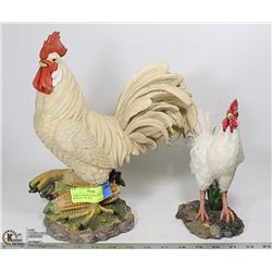 PAIR OF ROOSTER DECORATIVE DISPLAY FIGURES
