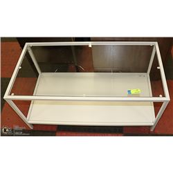 WHITE METAL & GLASS COFFEE TABLE