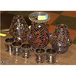 PARTY-LITE 8PC MOSAIC GLASS CANDLE HOLDER