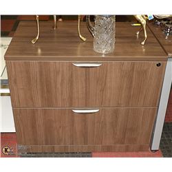 WOOD TONE FILING CABINET - NO KEYS