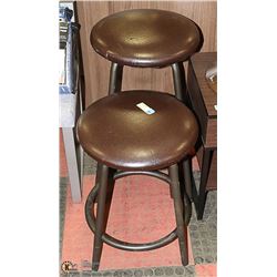 BLACK & BROWN PAIR OF STOOLS