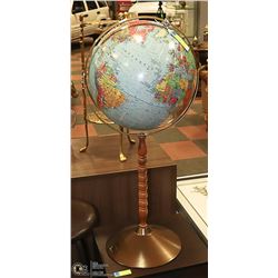 STANDING GLOBE 38" TALL. (FEW SURFACE SCRATCHES)