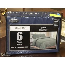 NEW 6PC DARK BLUE QUEEN SIZE BELLISIMO SHEET SET