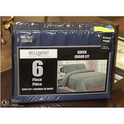 NEW 6PC DARK BLUE QUEEN SIZE BELLISIMO SHEET SET