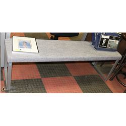 METAL & GREY FABRIC BENCH