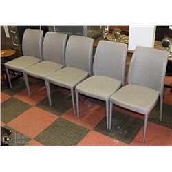 LOT OF 5 GREY FABRIC SIDE CHAIRS