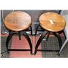 Image 1 : PAIR OF BAR/ COUNTER STOOLS BLACK IRON WITH WOODEN
