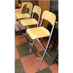 SET OF 3 METAL FRAME BAR STOOLS -