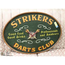 STRIKERS DARTS CLUB MAN CAVE SIGN 3-D EFFECT