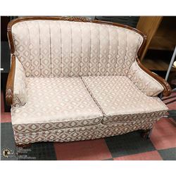 ANTIQUE SETTEE ROSE COLORED UPHOLSTERY
