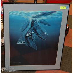 PICTURE OF WHALE DIVING 24 X 30"