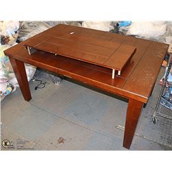 WOOD TONE KITCHEN TABLE WITH LEAF