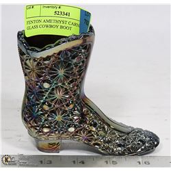 FENTON AMETHYST CARNIVAL GLASS COWBOY BOOT
