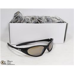 BOX OF METALLIC BLACK OAKLEY STYLE SUNGLASSES