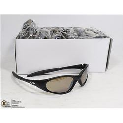BOX OF METALLIC BLACK OAKLEY STYLE SUNGLASSES