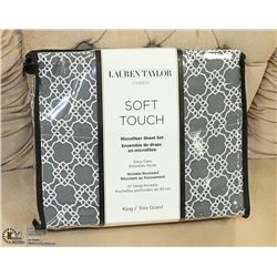 NEW LAUREN TAYLOR KING SIZE 4PC SHEET SET