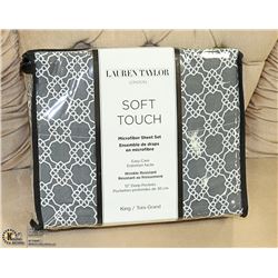 NEW LAUREN TAYLOR KING SIZE 4PC SHEET SET