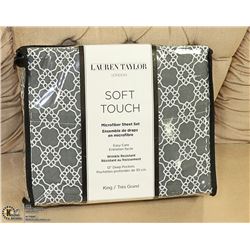 NEW LAUREN TAYLOR KING SIZE 4PC SHEET SET