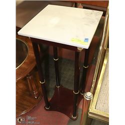 MARBLE TOP MAHOGANY PLANT TABLE