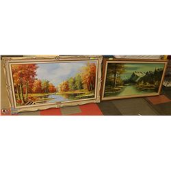 LOT OF 2 LARGE OIL ON CANVAS PAINTINGS