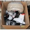 Image 1 : ESTATE BOX WITH HOUSEHOLD MISC, SKI BOOTS,