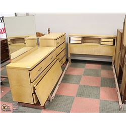 DOUBLE BLONDE OAK BEDROOM SUITE, INCLUDES BEDFRAME