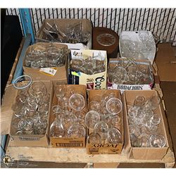 PALLET OF VARIOUS WINE & BEER GLASSES, ALSO