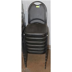 LOT OF 6 DOUBLE PADDED LEATHER BACK CHAIRS.