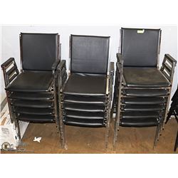 LOT OF 16 BLACK LEATHER BACK CHAIRS.