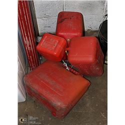 LOT OF 4 GAS CANS VARIOUS SIZES