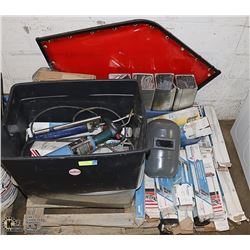PALLET OF WELDING RODS COMMERCIAL STRAPS & MORE
