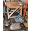 Image 1 : CART WITH TABLE SAW, MOUNTED METAL MITRE SAW, BOX