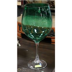 DECORATIVE WINE GLASS- GREEN- VERY LARGE- MADE IN
