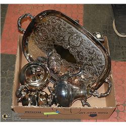 SILVER PLATE TEA & COFFEE SET WITH CRAM & SUGAR &