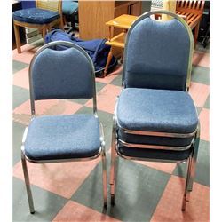OFFICE CHAIRS- STACKABLE- METAL/FABRIC- SET OF 4