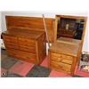 Image 1 : OAK DRESSER WITH MIRROR NIGHTABLE AND HEADBOARD